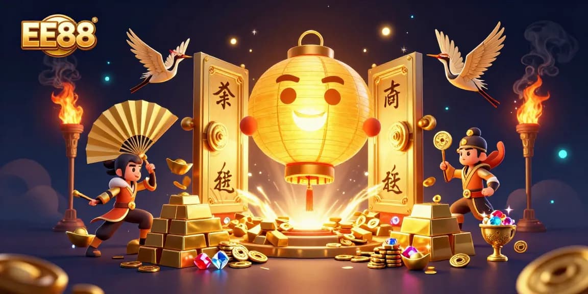 Experience the enchanting EE88 casino ambiance filled with golden treasures and lucky symbols.