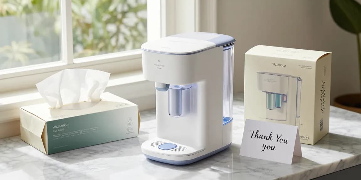 Waterdrop ED04B-L Mega Electric Water Filter Dispenser showcased in a product review setting for e-commerce buyers seeking the best deals on hydration solutions.
