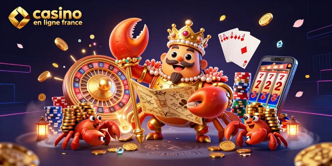 Rejoignez le crabe empereur en quête de trésors aux casinos en ligne France.