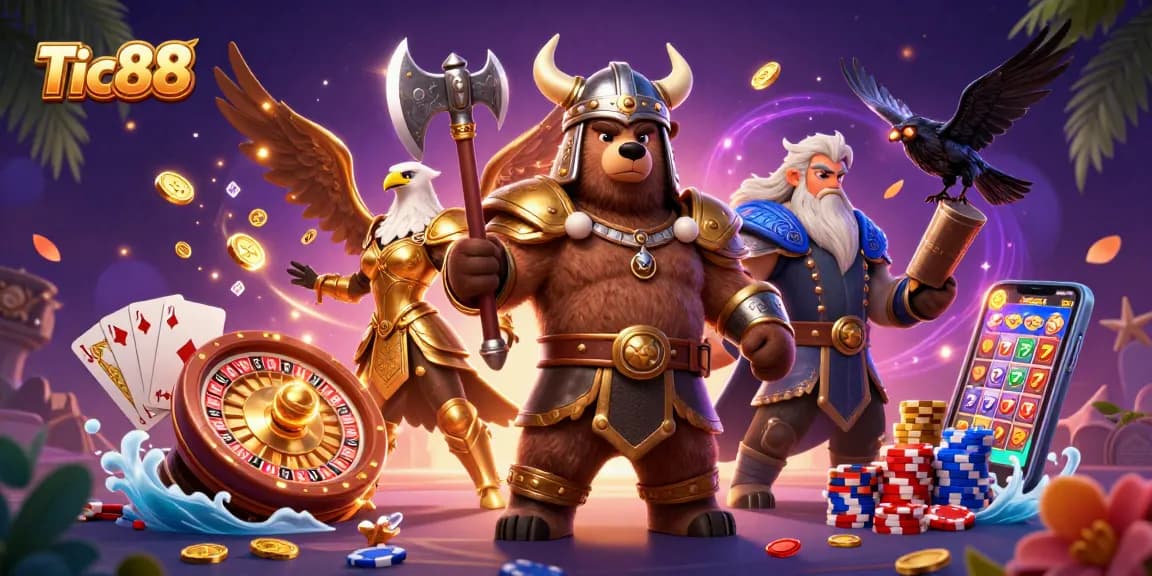 Tic88 offers thrilling Viking-themed casino adventure with epic characters and golden treasures.