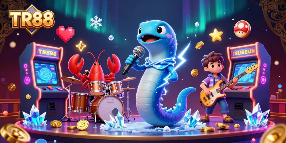 TR88 electrifies the underwater scene with a DJ eel and vibrant gaming elements.