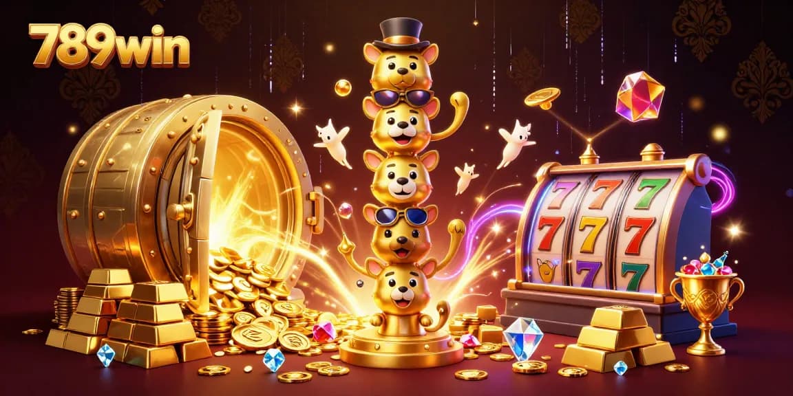 Experience the excitement of winning with 789win in this vibrant casino-themed illustration.
