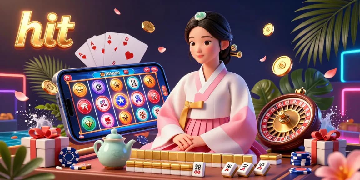 Experience the thrill of hit in this vibrant 3D digital casino illustration featuring a serene woman in traditional attire.