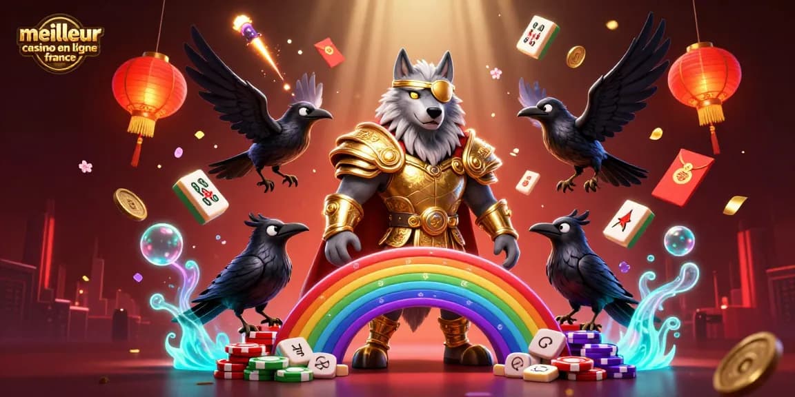 Illustration mettant en avant les éléments du meilleur casino en ligne France avec un loup mythologique