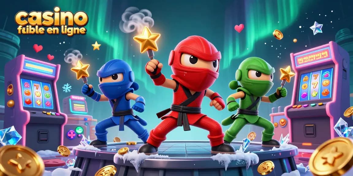 Jouez à des jeux dans un casino fiable en ligne avec une équipe de caméléons ninja colorés.