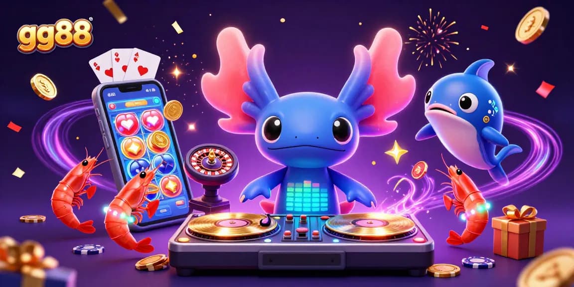 Experience excitement at gg88 with vibrant 3D casino characters celebrating wins amid slot games and treasures.