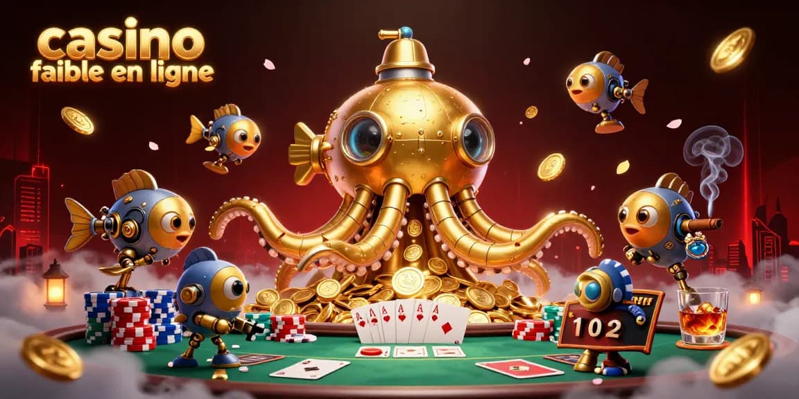 Découvrez une scène captivante au sein d'un casino fiable en ligne avec kraken et poissons mécaniques.