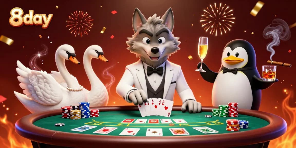 Experience thrilling baccarat at 8day with elegant characters and vibrant casino elements.