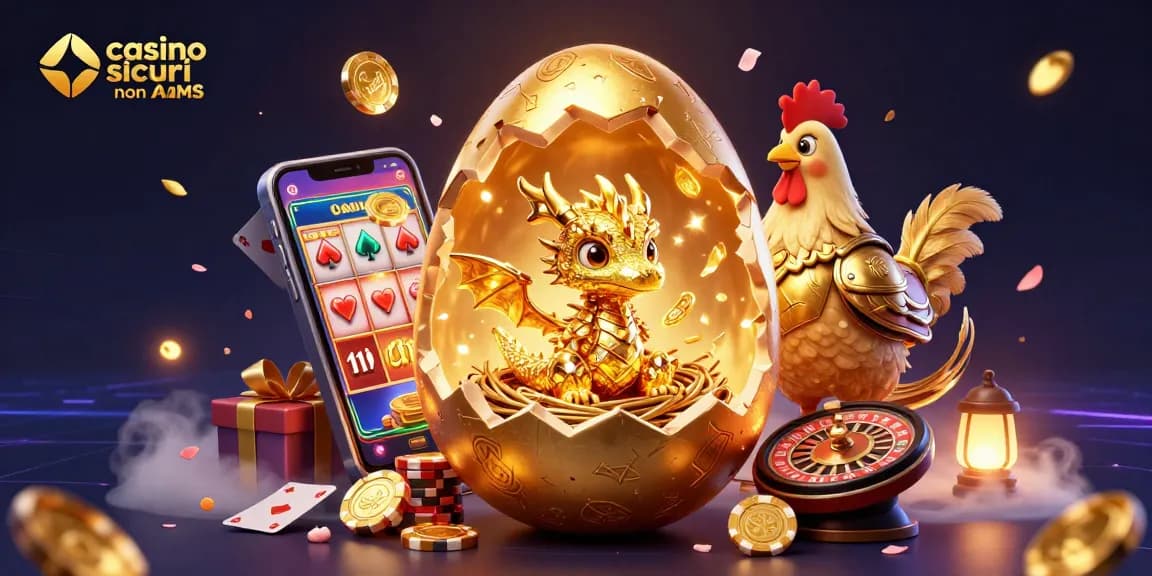 Giocando nei casino sicuri non AAMS con drago d'oro e elementi di gioco vibranti