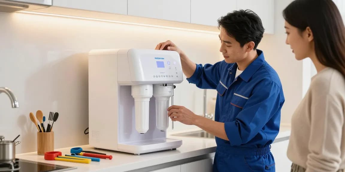 Waterdrop ED04B-L Mega Electric Water Filter Dispenser installed by trusted local service provider in modern kitchen setting.