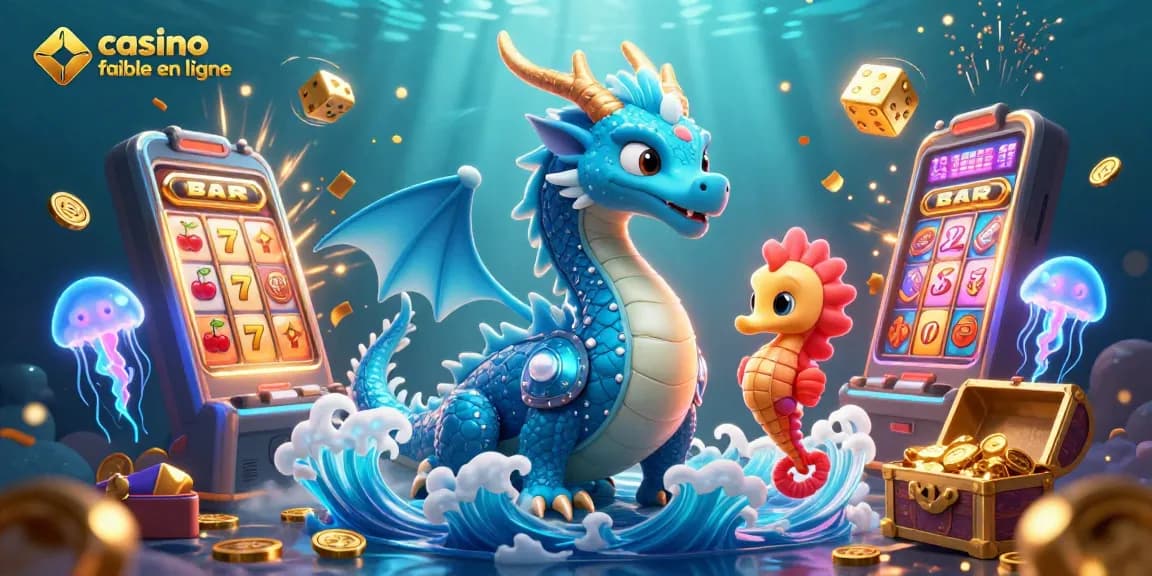 Découvrez un monde captivant de casino fiable en ligne avec un dragon aquatique et des symboles de jackpot.