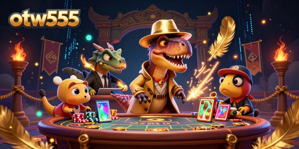 otw555 velociraptor card counter at a casino table with a stegosaurus pit boss and compy pickpocket.