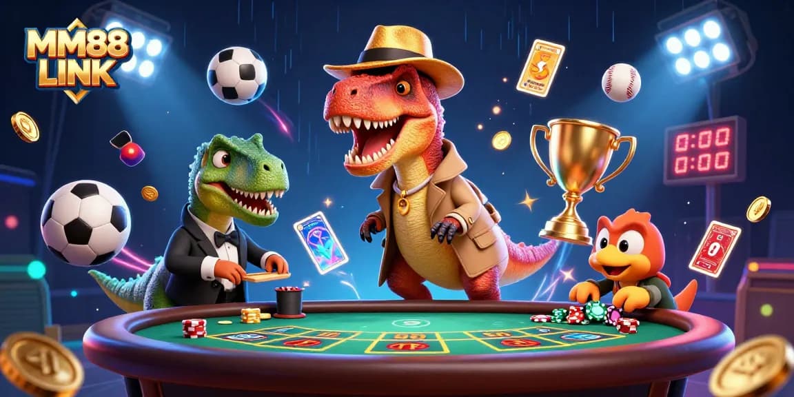 Experience thrilling gameplay at MM88 LINK with cartoon dinosaurs engaging in high-stakes blackjack.