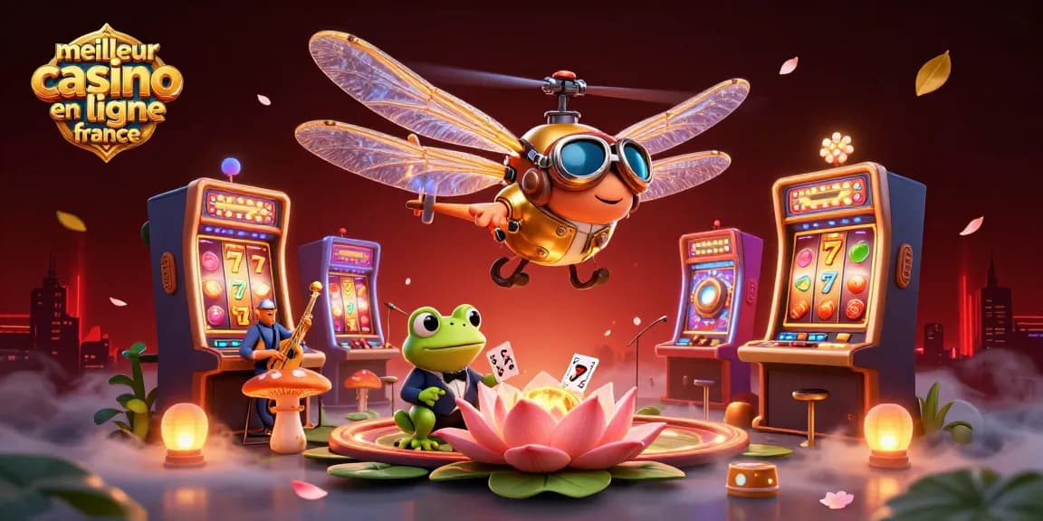 Jouer au meilleur casino en ligne France avec des machines à sous captivantes et un croupier grenouille.
