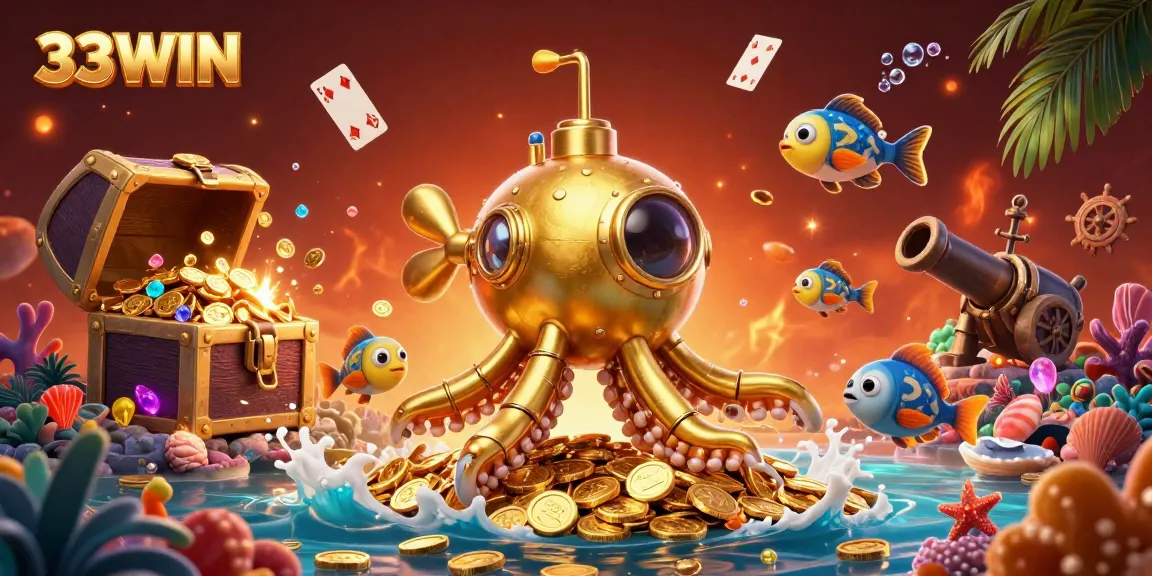 Experience the thrill of betting with 33WIN in an ultra-detailed 3D casino illustration that captivates.