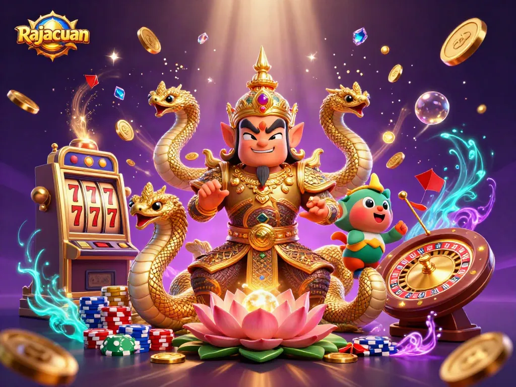 Bet big with Rajacuan's vibrant casino scene, showcasing thrilling slots and dynamic winnings.