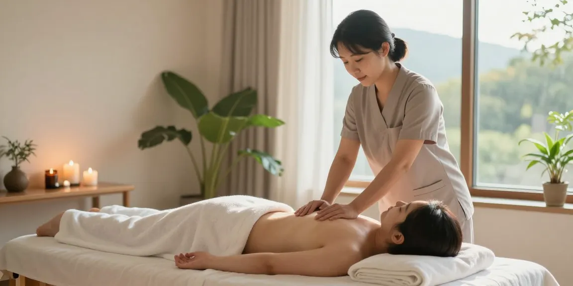 인덕원출장마사지 service in a serene home spa environment with a Korean therapist.