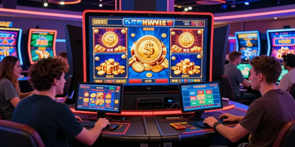 Exciting online slot gaming scene with players engaged in a vibrant digital atmosphere.
