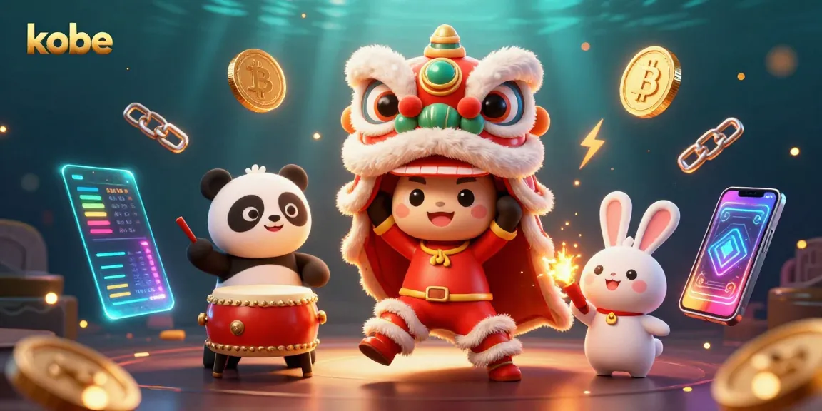 Engage with kobe's thrilling casino experience featuring animated characters and cryptocurrency elements.