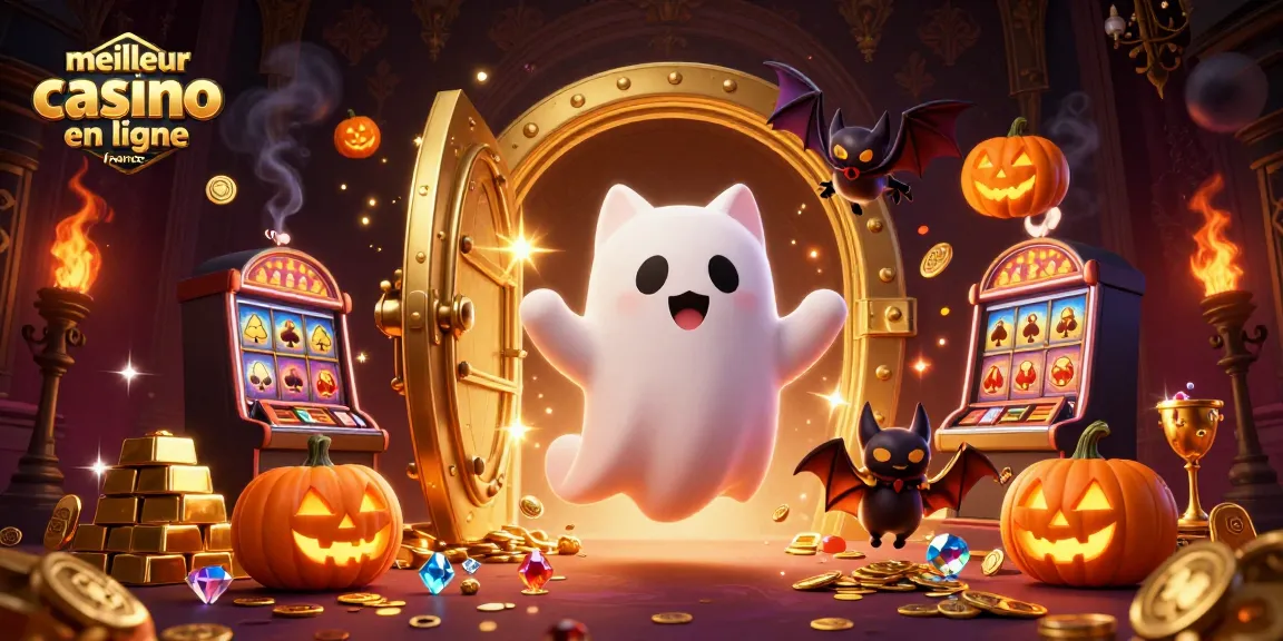 Le meilleur casino en ligne en France rencontre une ambiance magique avec un chat fantôme et des éléments de jeu.