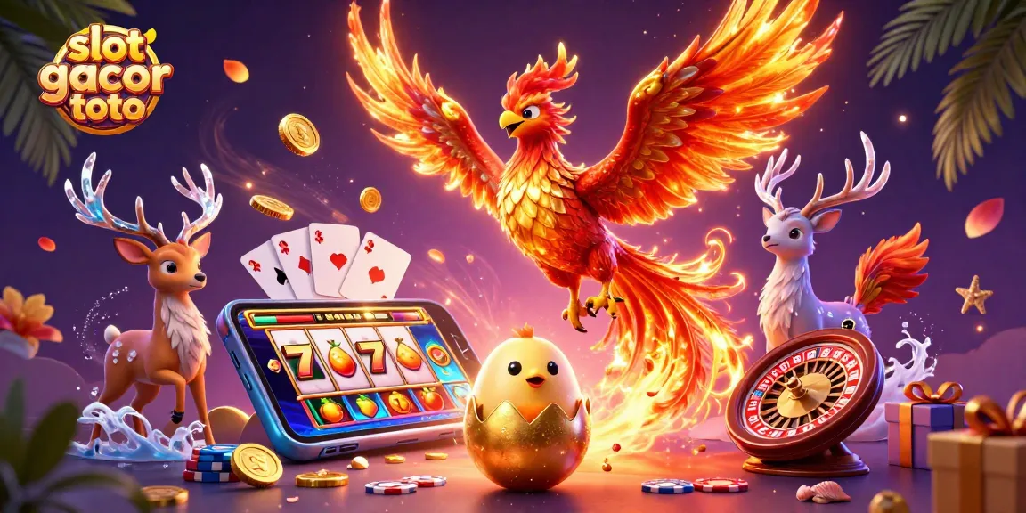 Experience the dynamic slot gacor toto with fiery phoenixes and vibrant casino elements in action.