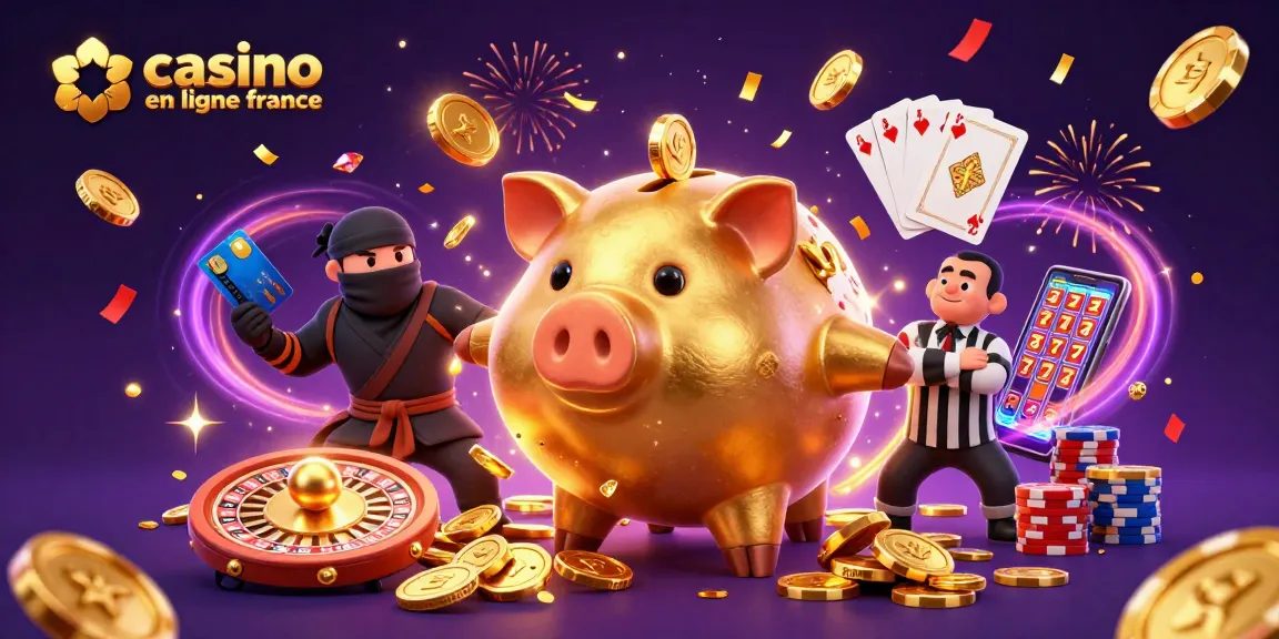 Casino en ligne France : Illustrer des personnages de jeu, pièces et émotions.