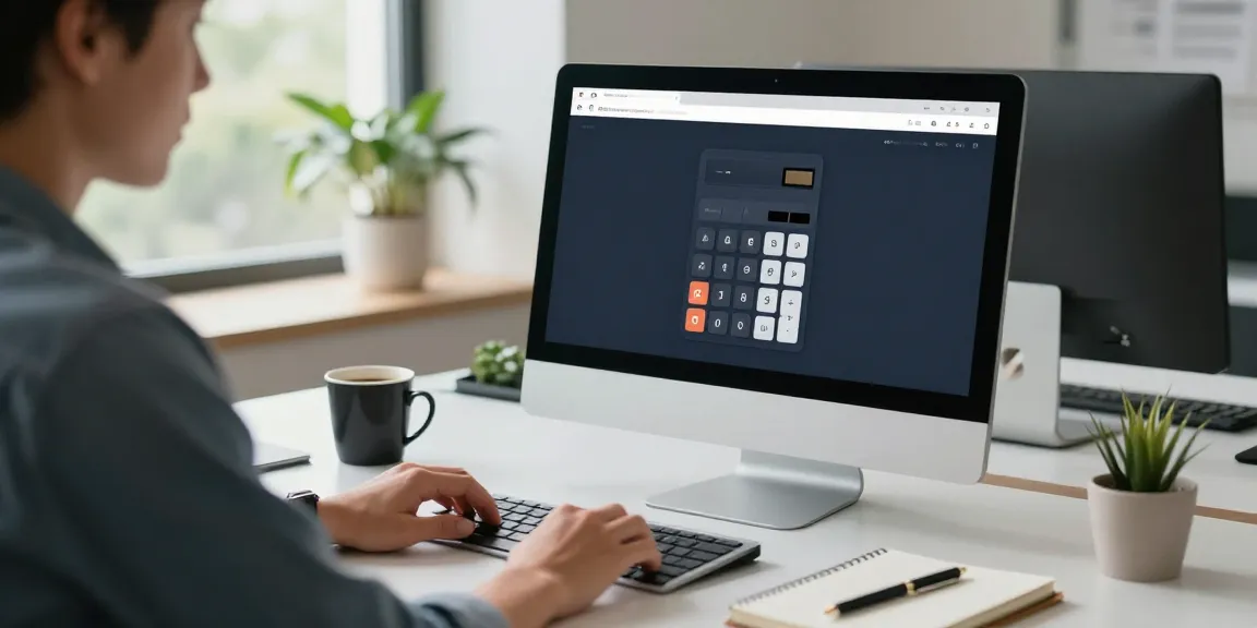 Calculator Online tools displayed on a computer in a modern workspace with natural light.