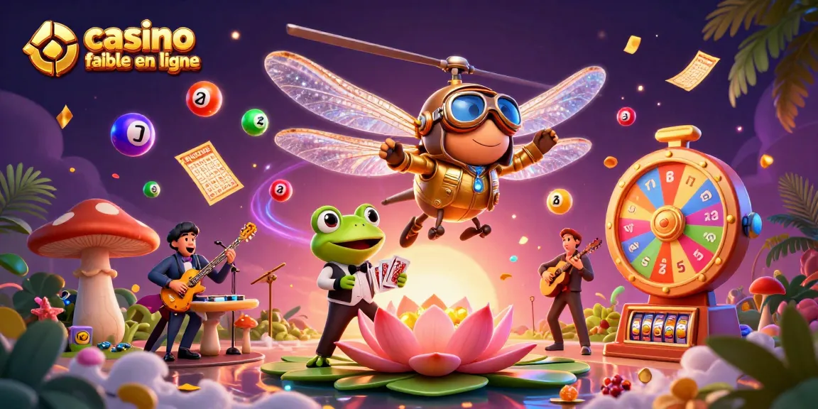 Plonger dans l'univers des jeux avec un casino fiable en ligne, un pilote de libellule, un croupier grenouille et des musiciens de jazz.