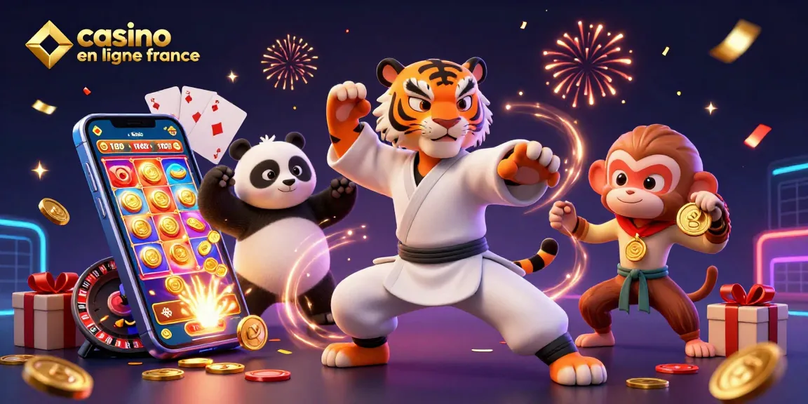 Jouez à des casinos en ligne en France avec des personnages amusants dans une scène pleine d'énergie et d'éléments de jeu