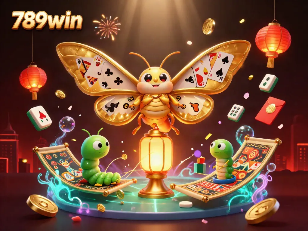 Experience engaging casino action in 789win with a dynamic scene featuring a majestic moth and vibrant gaming elements.