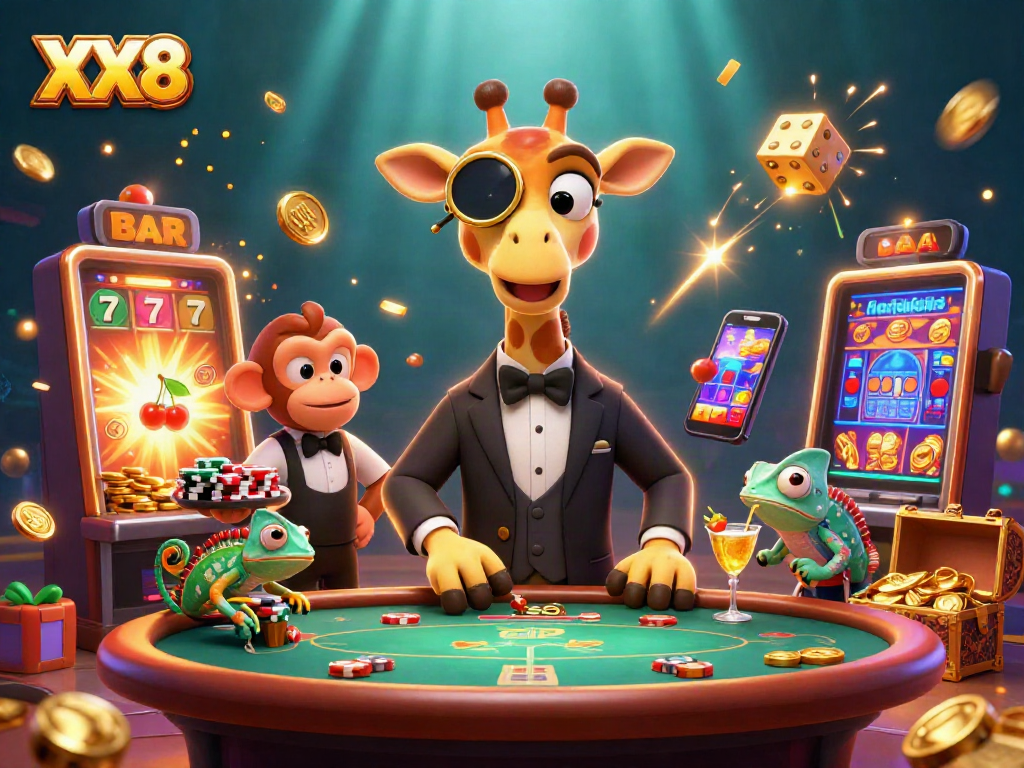 Experience winning excitement with XX8 in a vibrant, animated casino scene!