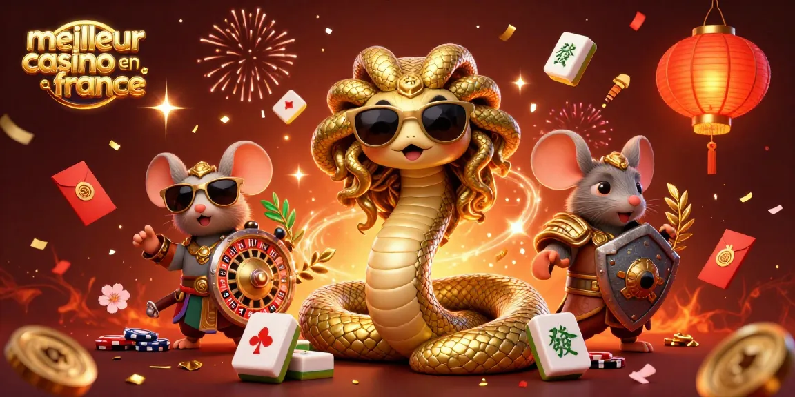 Venez découvrir le meilleur casino en ligne France avec cette illustration dynamique de jeux et personnages captivants.