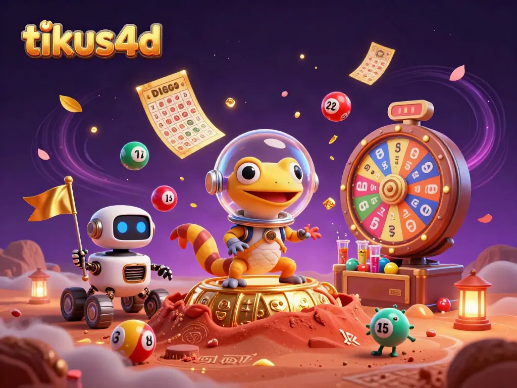 Experience the thrill of tikus4d with a Martian gecko exploring a vibrant golden casino scene.