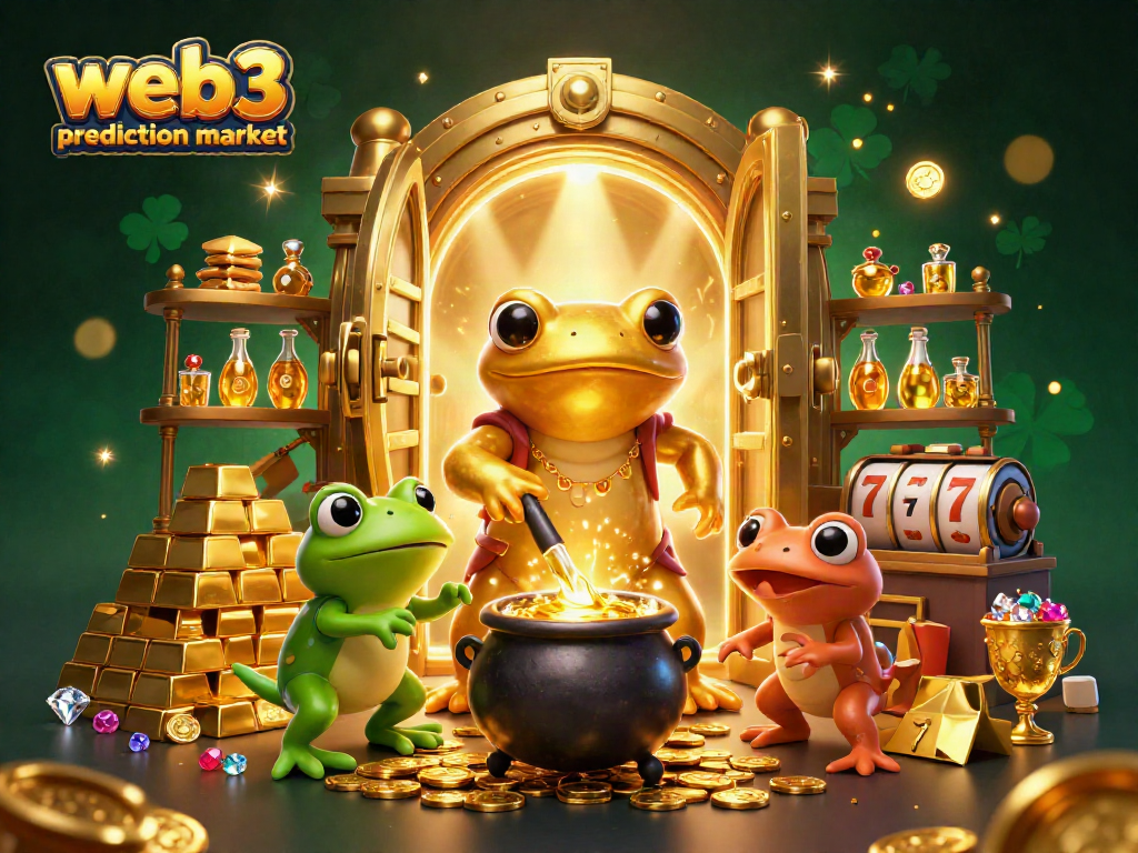 Engage in the exciting web3 prediction market with 3D digital illustration of gambling elements.