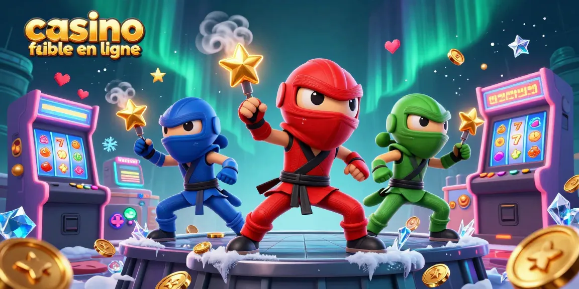 Jouez à des jeux dans un casino fiable en ligne avec une équipe de caméléons ninja colorés.