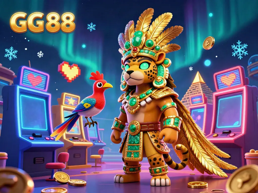 Engage with GG 88 in a lively casino scene showcasing colorful slot machines and dynamic game elements.