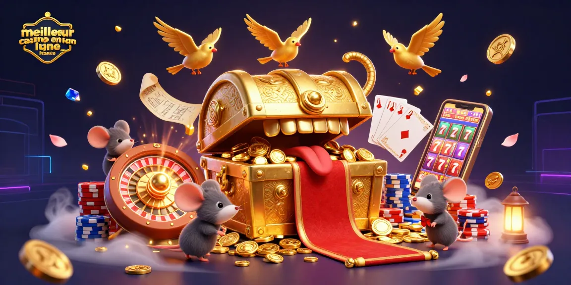 Illustration captivante du meilleur casino en ligne France, avec une ambiance de richesse et d'aventure.