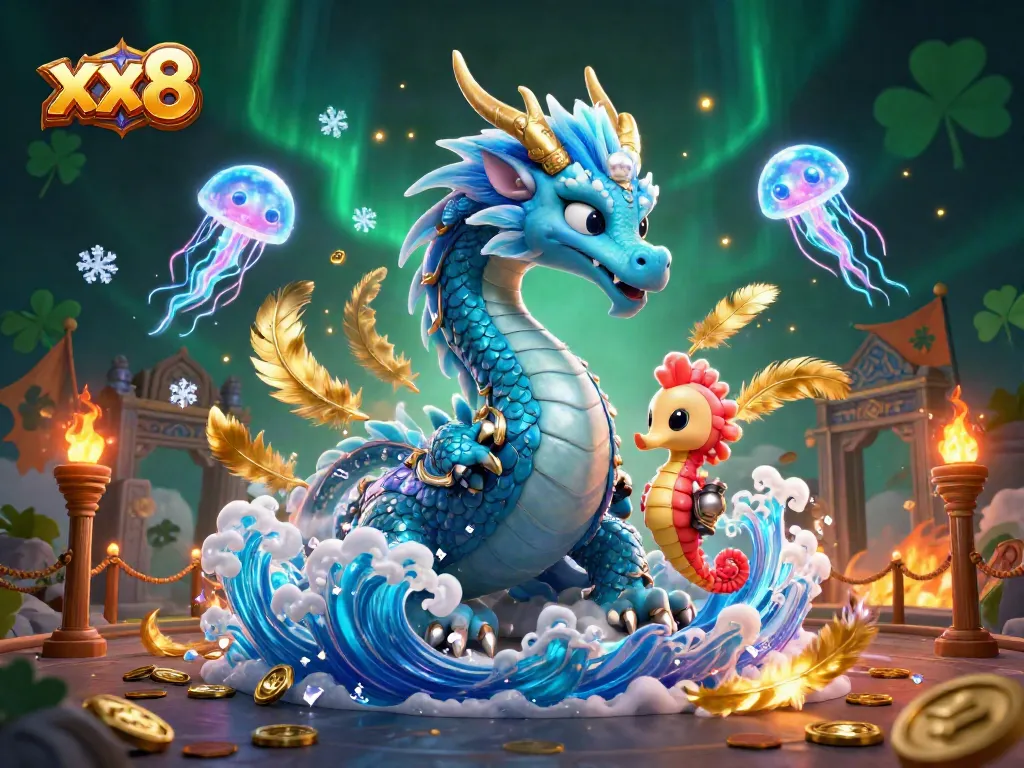 Engage with exciting gameplay at xx8, featuring a vibrant 3D scene with a dragon and interactive casino elements.