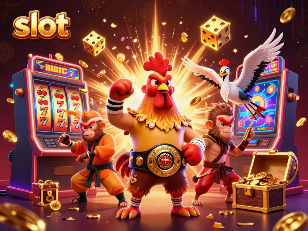 Experience thrilling slot action with cartoon characters and a jackpot explosion.
