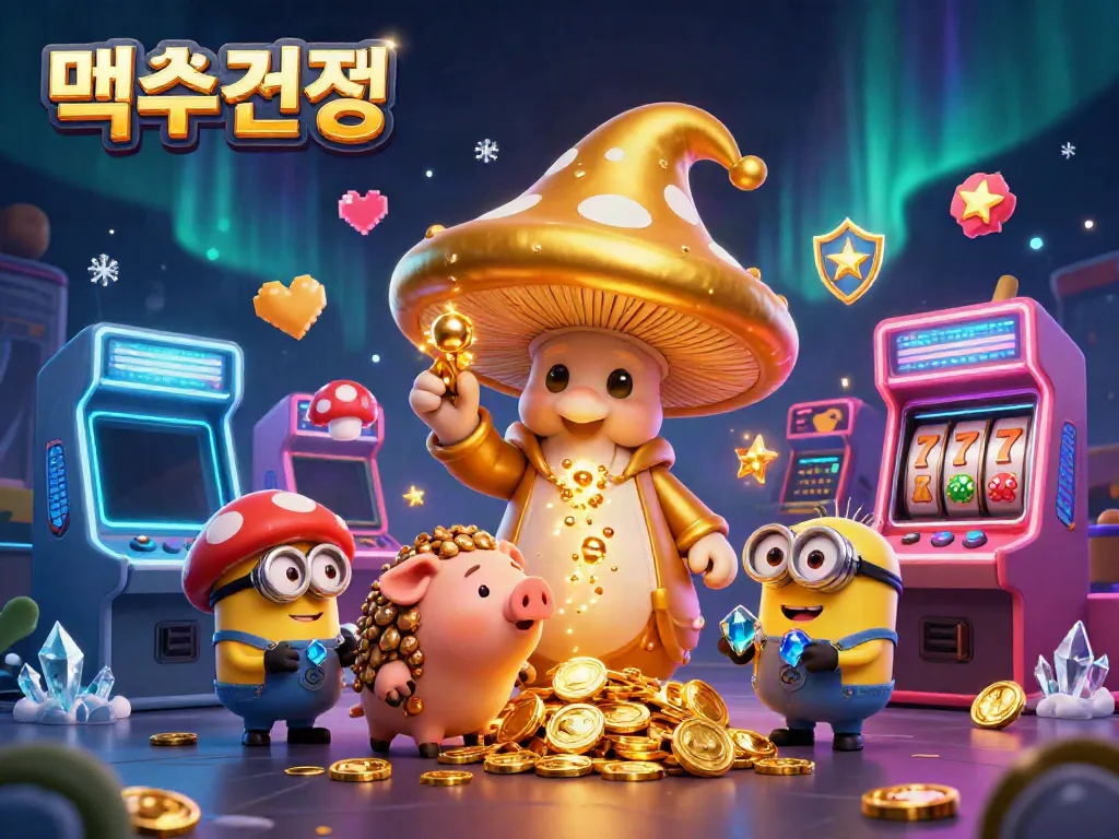 Experience 먹튀검증 in a magical casino world filled with vibrant elements, wizards, and treasures.
