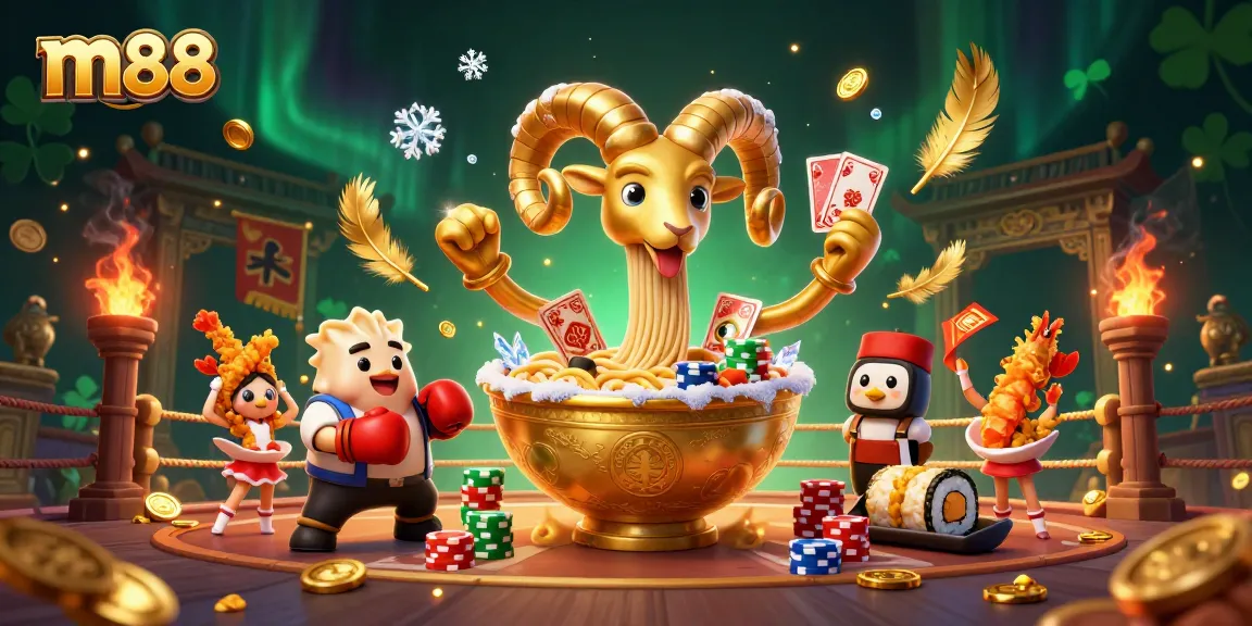 Experience m88 gaming excitement with a vibrant 3D casino scene featuring unique characters and action-packed elements.