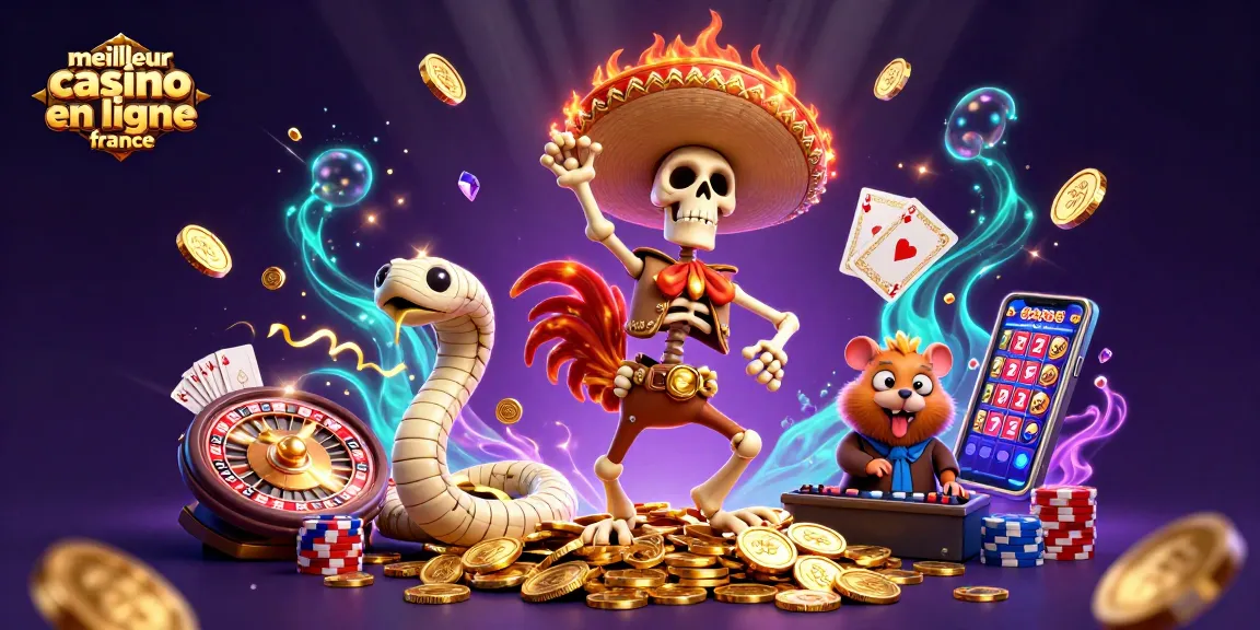 Le meilleur casino en ligne France célèbre avec un poussin en mariachi dansant sur des pièces d'or.
