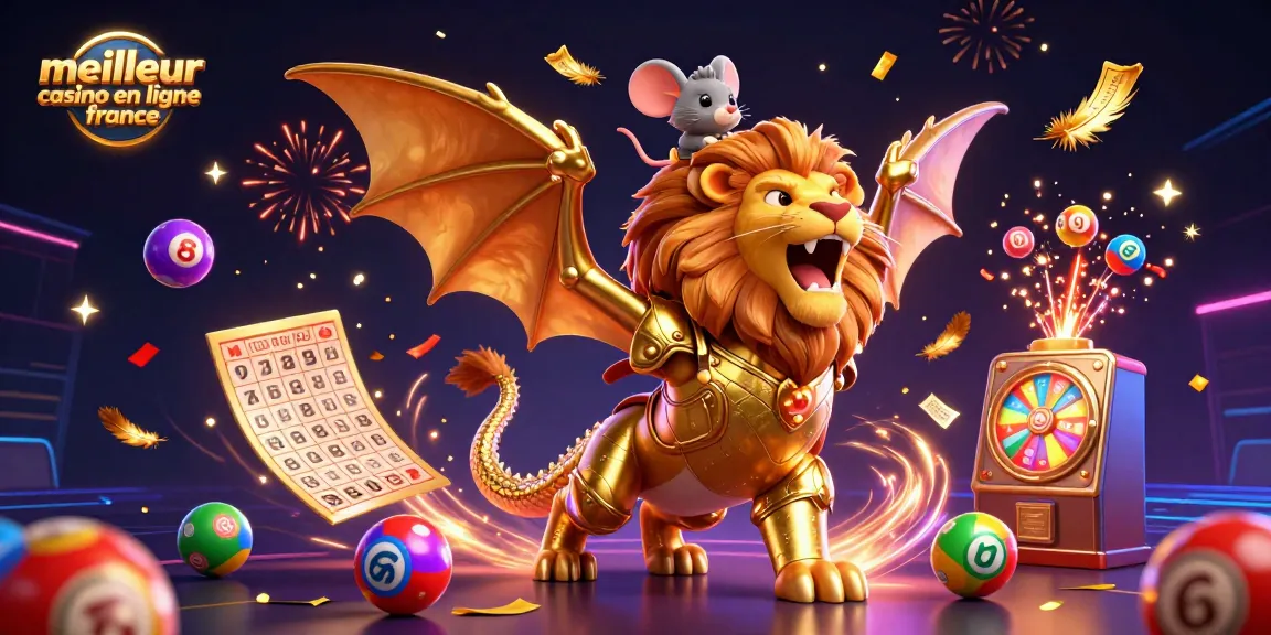 Jouez au meilleur casino en ligne France avec des éléments de loterie animés et une créature fantastique.