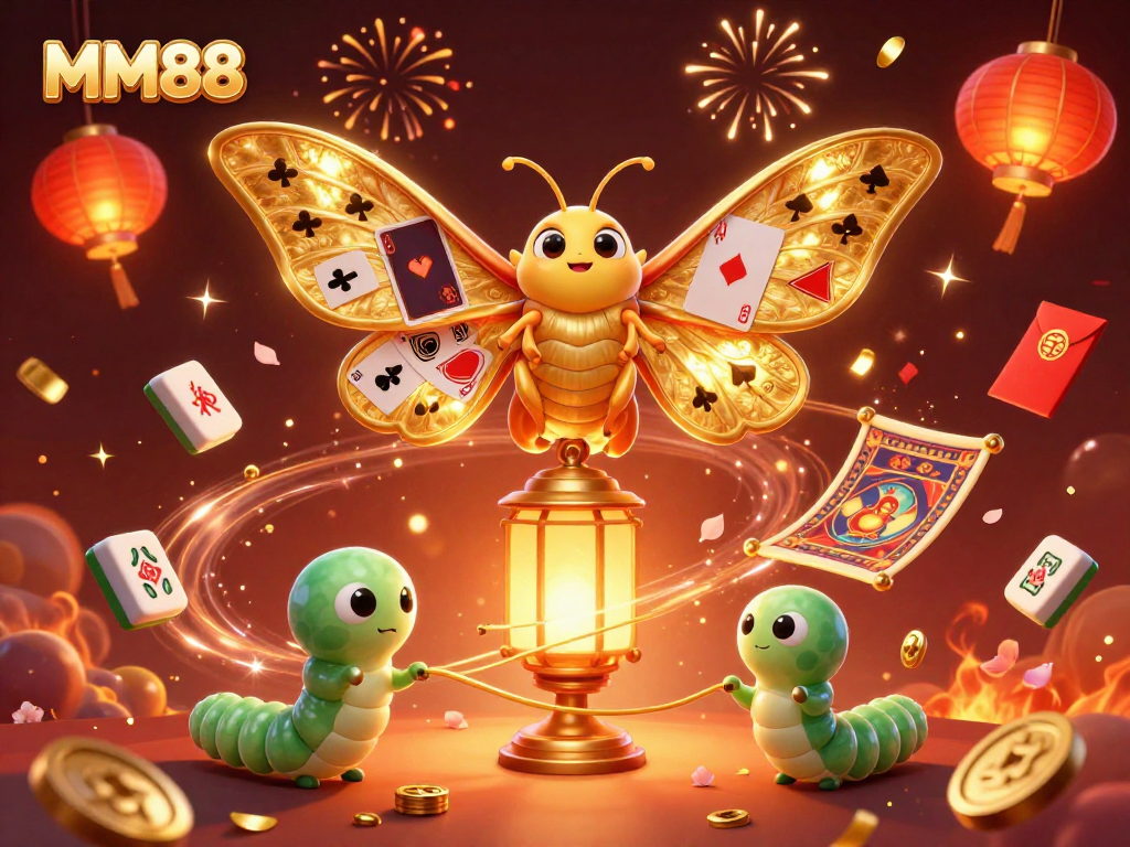 Experience the thrill of MM88 with a vibrant 3D casino scene featuring iconic gaming elements.