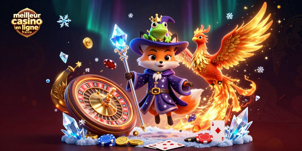 Découvrez le meilleur casino en ligne France avec une illustration captivante de jeux de cartes et de roulette.