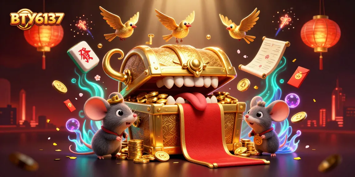 Engage with BTY6137 to uncover treasures in a vibrant casino-themed illustration.