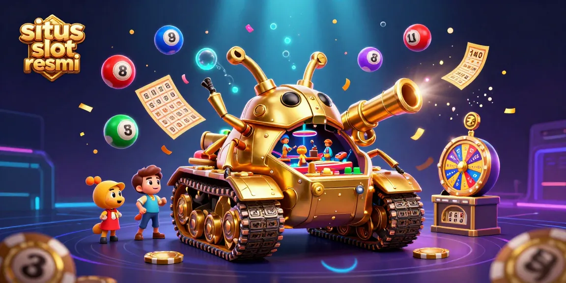 Spin to win big at situs slot resmi with a dynamic 3D casino scene featuring vibrant lottery elements.
