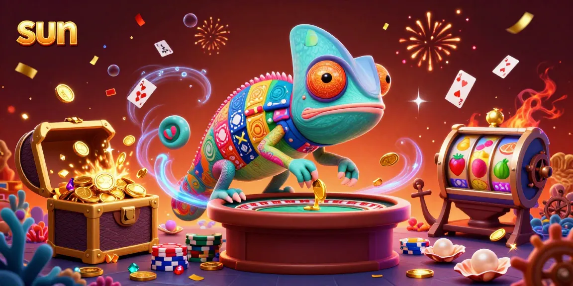 Experience thrilling bets with sun-themed 3D illustration showcasing vibrant casino elements.