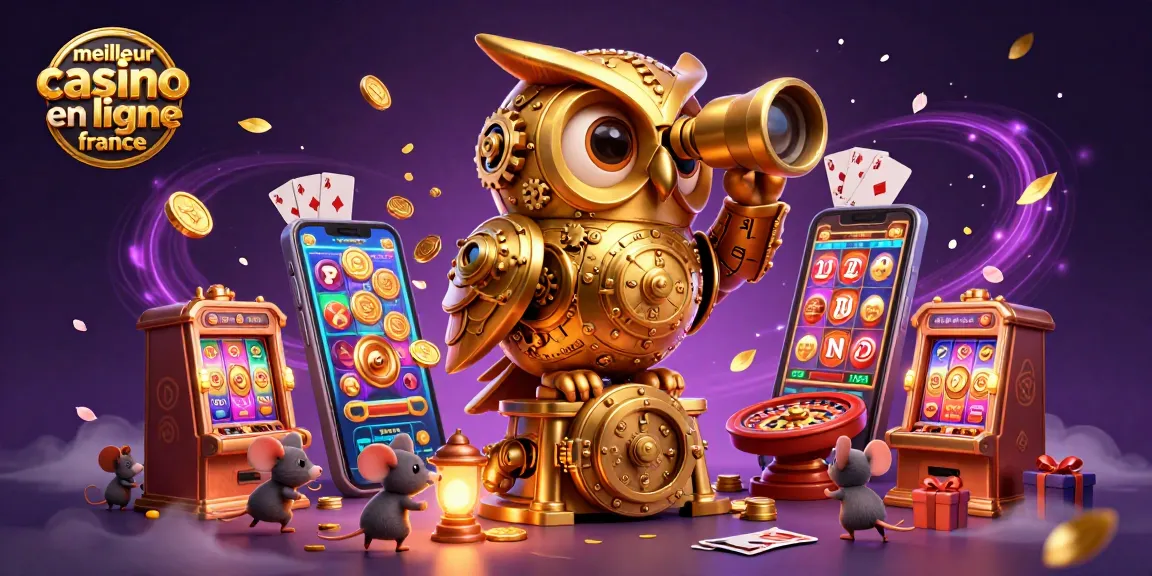 Le meilleur casino en ligne en France : un hibou doré dans un univers de jeux captivants.