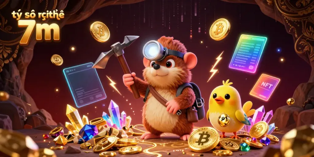 Engage with tỷ số trực tuyến 7m in an energetic cartoon scene featuring a treasure hunter mole mining gems.